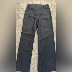 J. Crew Women’s Black Linen Blend Wide Leg Trousers